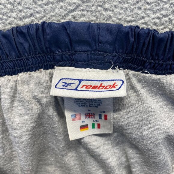 VINTAGE Reebok Pants Mens Large Blue Lined Windbreaker Track Zip Y2K,Wide Leg - Picture 2 of 14